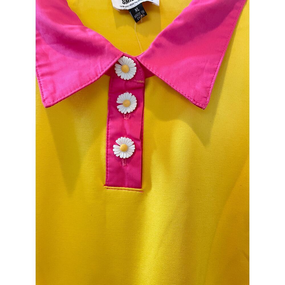 Unique Vintage X Smiley Yellow Gingham Mini Dress with Flowers #47 - Picture 9 of 10